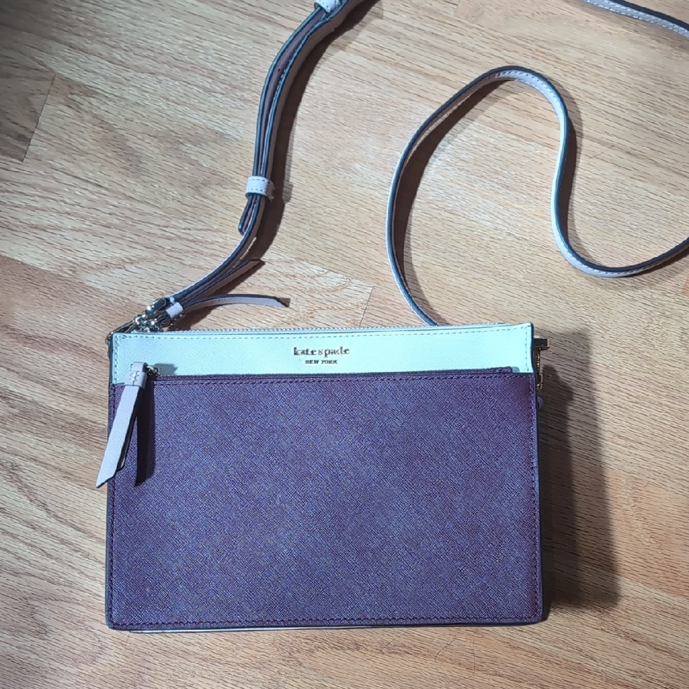 NWOT Kate Spade Plum and Cream Crossbody Bag